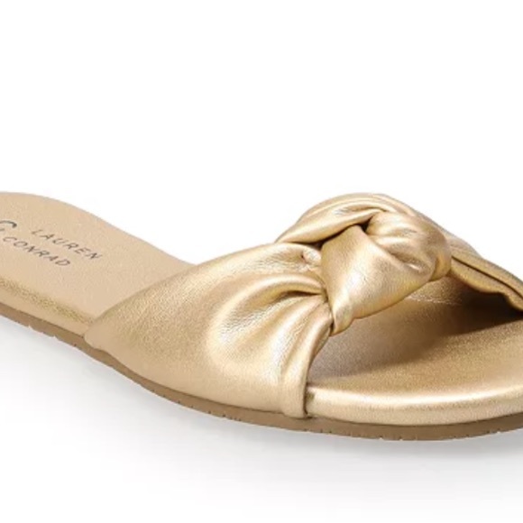 LC Lauren Conrad Shoes - LC Lauren Conrad Cedar Women’s Knotted Slide Sandals Color-Gold Size 9